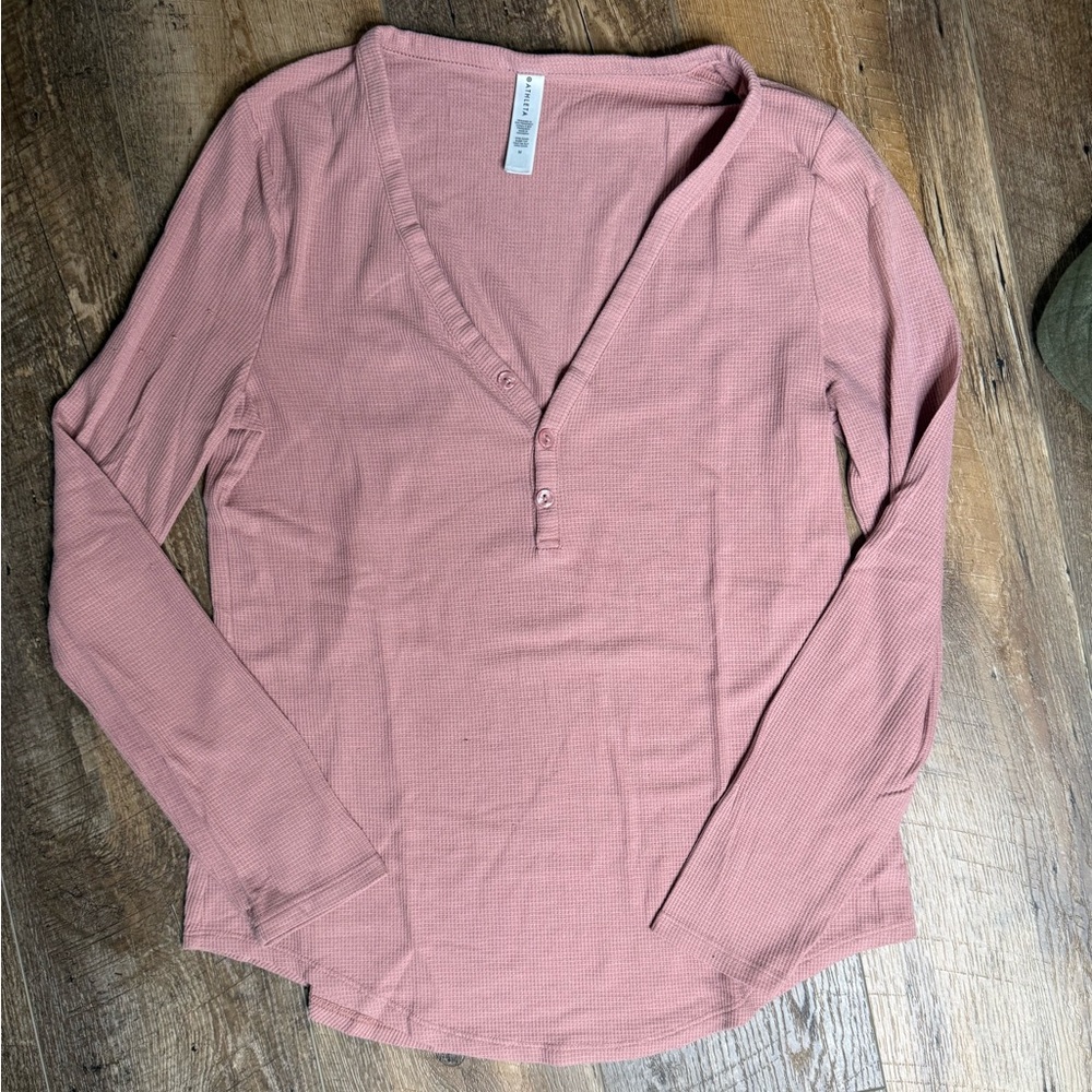 Athleta Waffle Knit Long Sleeve Lounge Top, Size Medium